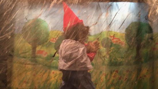 Léon dans la campagne sous une pluie battante