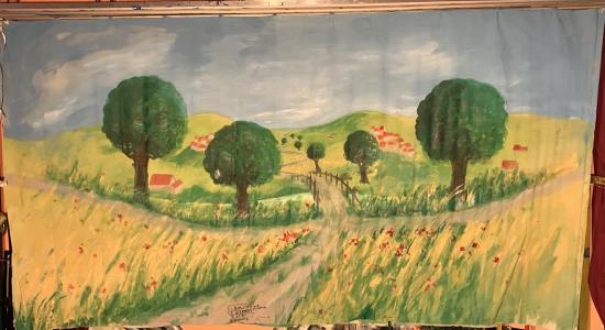 Campagne en été, chemins, arbres