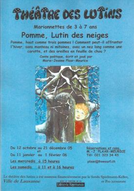 Flyer, Pomme sort d'un tronc d'arbre enneigé