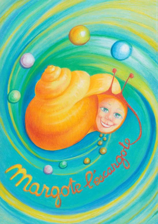 Visage de jeune fille souriante dans une coquille d'escargot